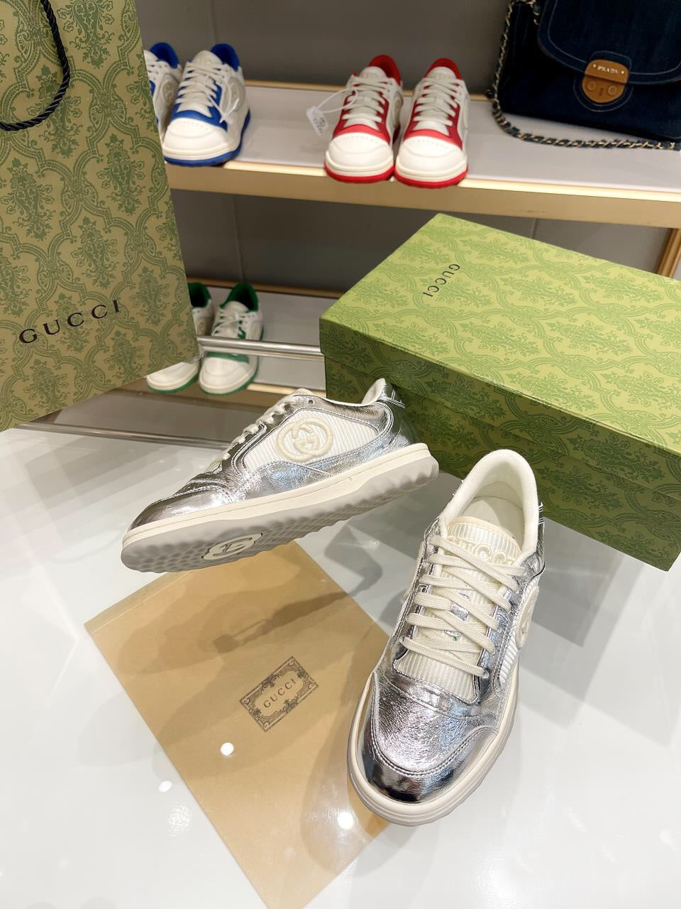 Gucci Off White & Silver Sneaker