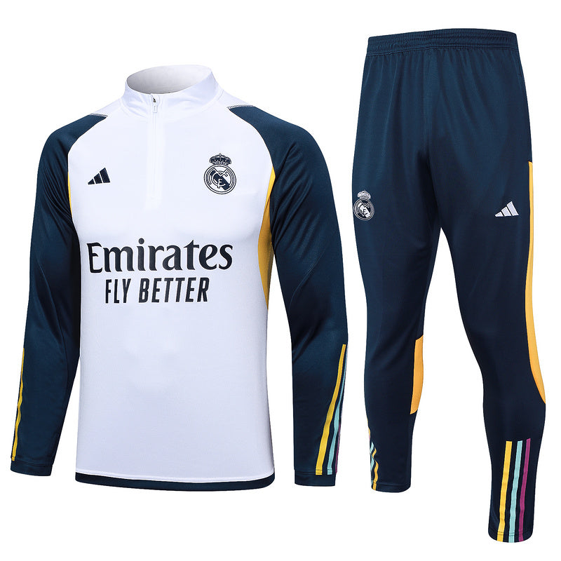 Real Madrid 23/24 White & Navy Tracksuit Set