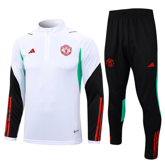 Manchester United 23/24 White & Black Tracksuit Set