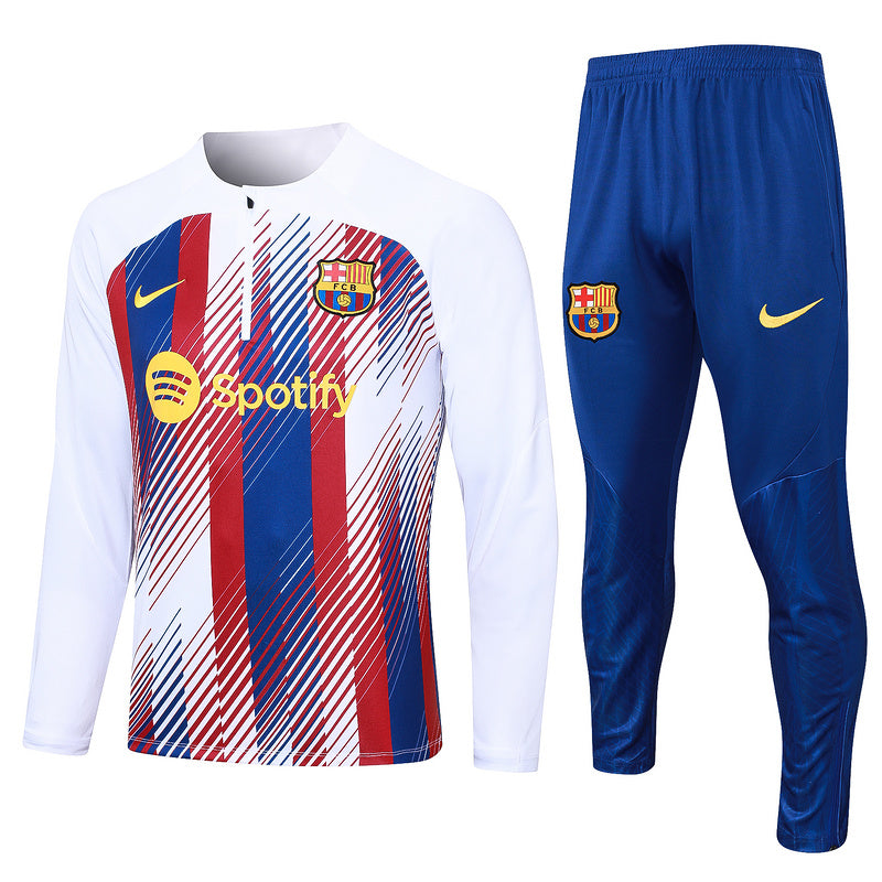 Barcelona 23/24 White & Blue Tracksuit Set