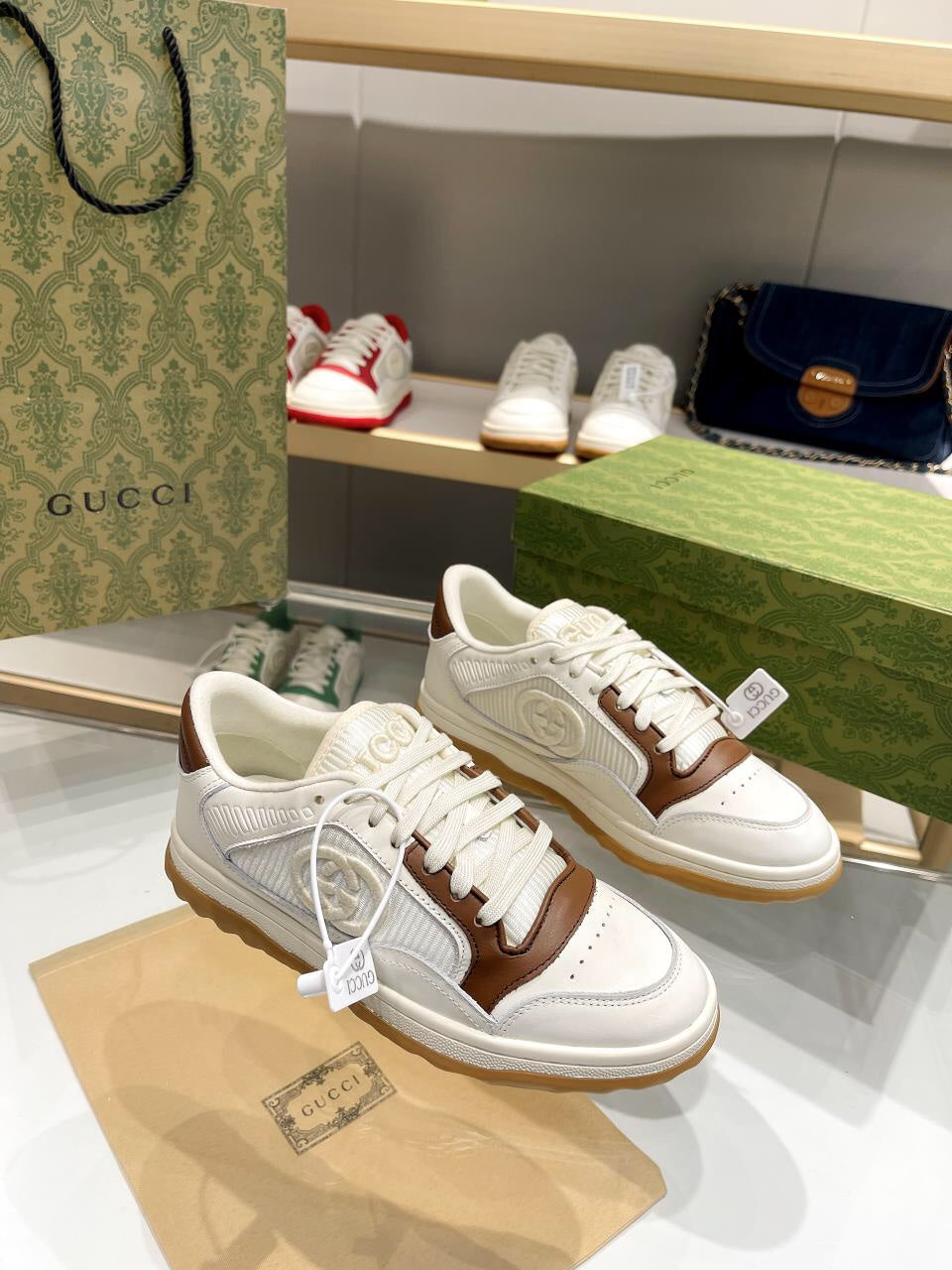 Gucci Off White & Brown Sneaker