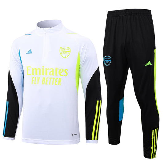 Arsenal 23/24 White & Black Tracksuit Set