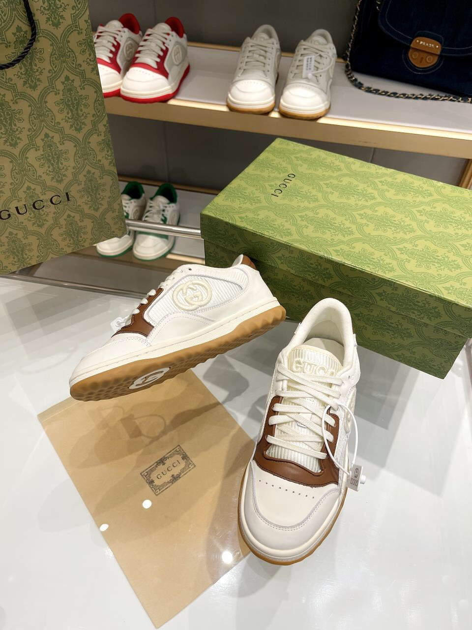 Gucci Off White & Brown Sneaker