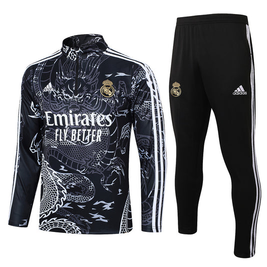 Real Madrid 23/24 Black Dragon Design Tracksuit Set