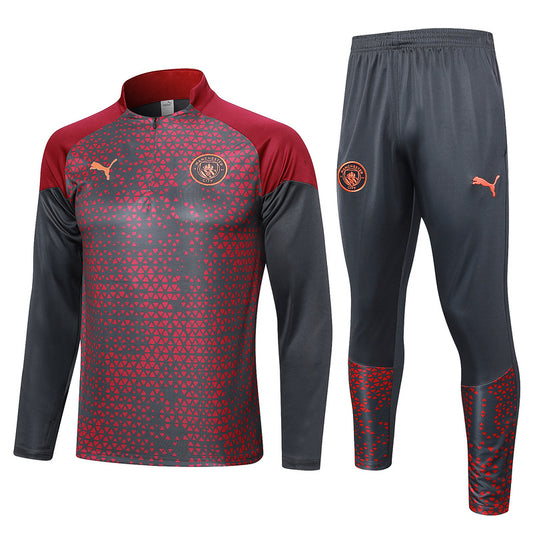 Manchester City 23/24 Red & Dark Grey Tracksuit Set