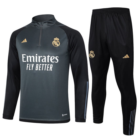 Real Madrid 23/24 Grey & Black Tracksuit Set