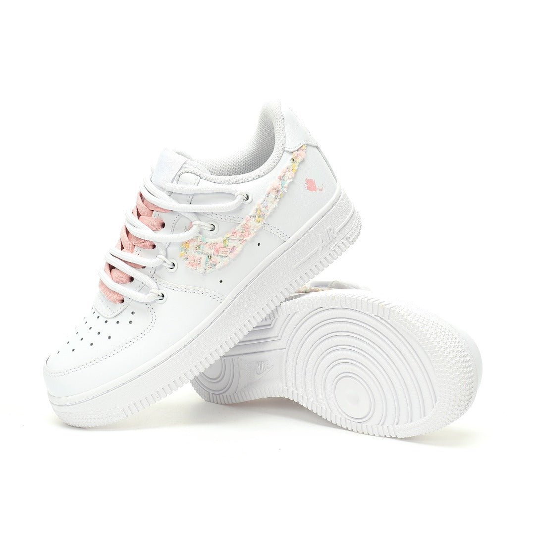 Nike White/Pink Flower Swoosh