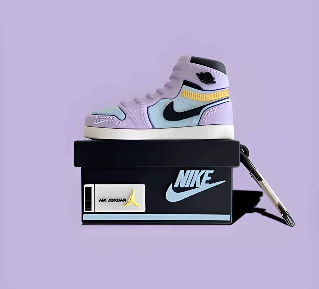 Purple , Light Blue & Black Air Jordan 1 Airpod 1 & 2 Case