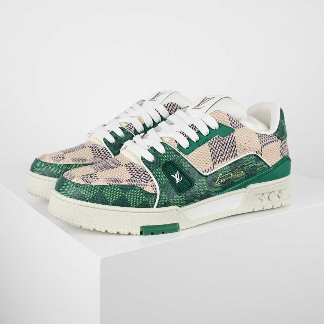 L V Damier White Green Sneaker